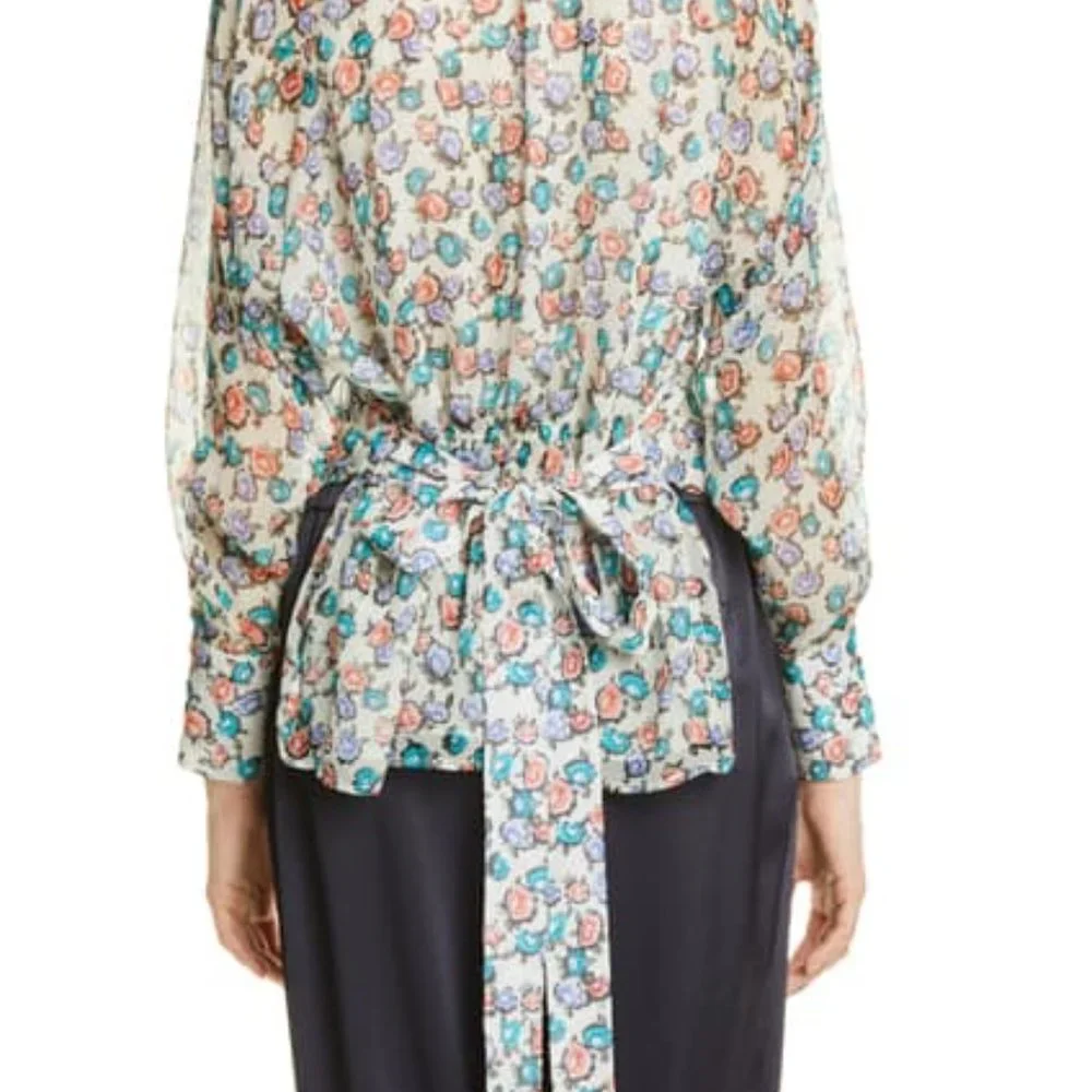 Jason Wu Grey Floral Print Silk Blouse - Picture 3 of 10